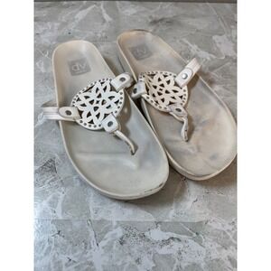 Dolce Vita Pilar Women's Size 8 White Flower‎ Thong Flip Flops Comfort Sandals